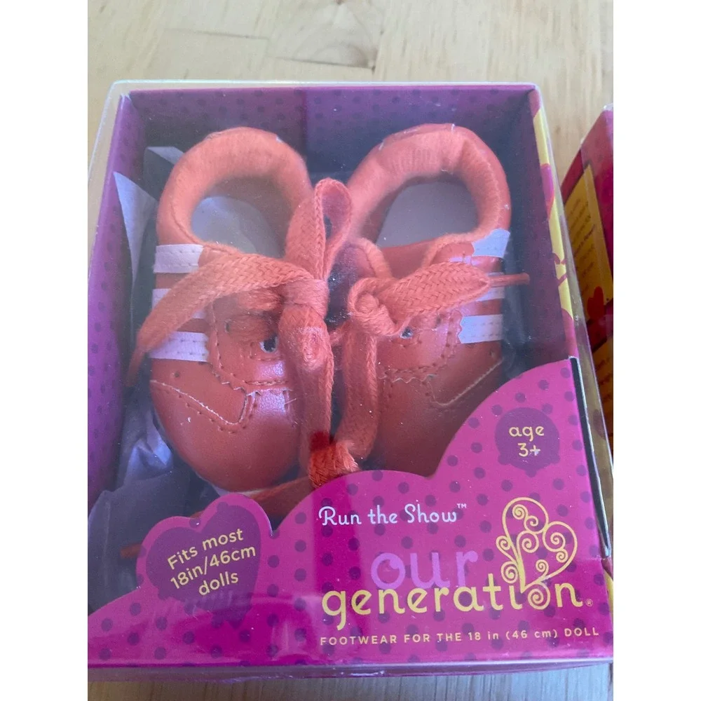 Our Generation 18in Doll Shoe Bundle Run the Show Ruby Reds Petal Toes 3 Pairs